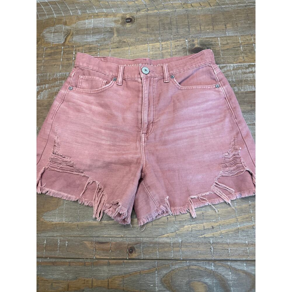 American Eagle Mom Shorts Womens Pink Highest Rise High Waisted Denim Shorts 6 - Picture 3 of 8